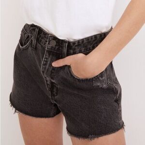 MADEWELL Relaxed Denim Shorts Faded Black Raw Hem Distressed Jean Shorts